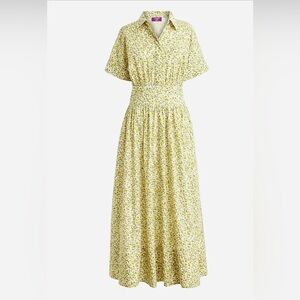 J. Crew Yellow Floral Midi Dress